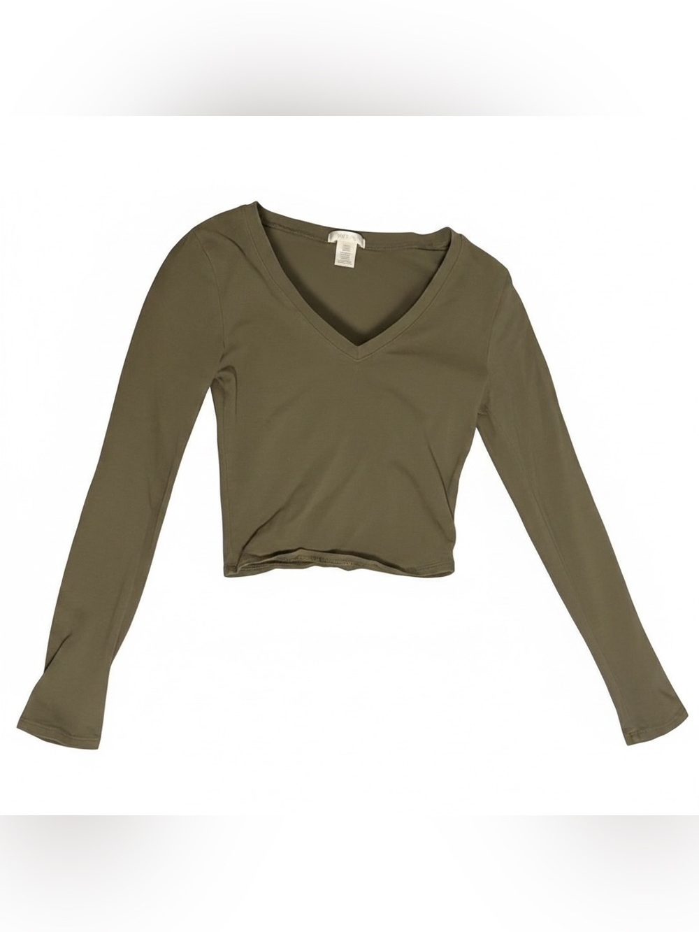 Bozzolo Olive Long Sleeve V-Neck Top